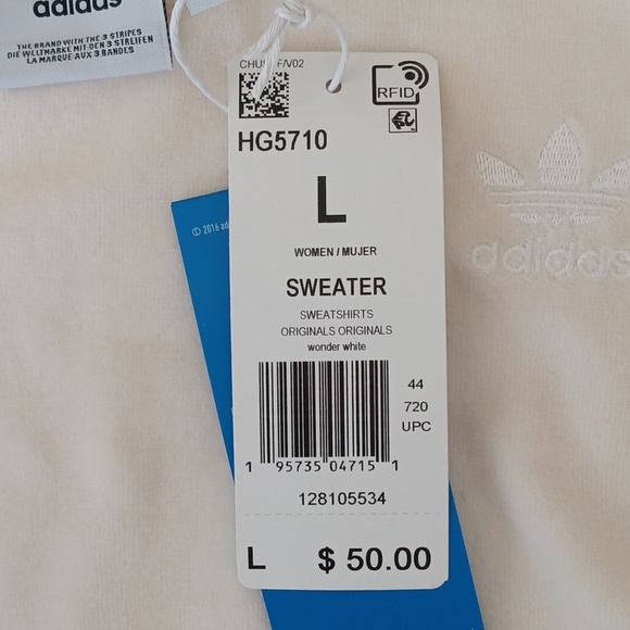 adidas Cream Cropped Sweatshirt - Picture 7 of 10